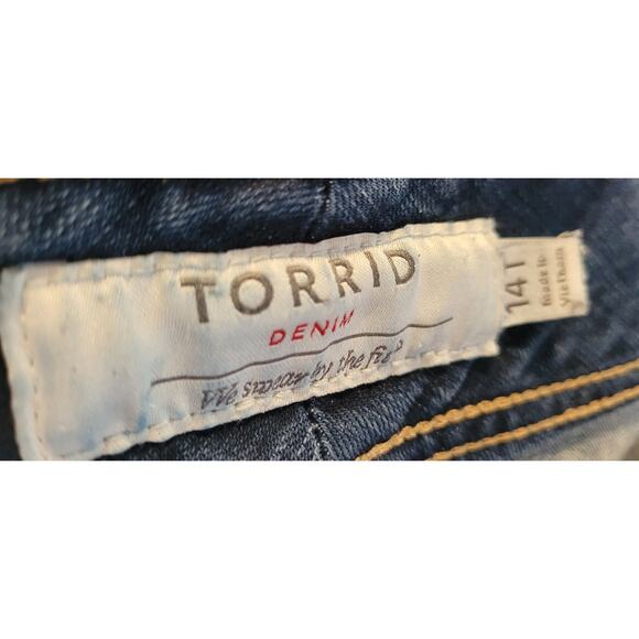 Torrid Womens Distrssed 5 Pocket Stretch Bootcut Jeans Size 14 Tall EUC 34Wx34L - Picture 6 of 8